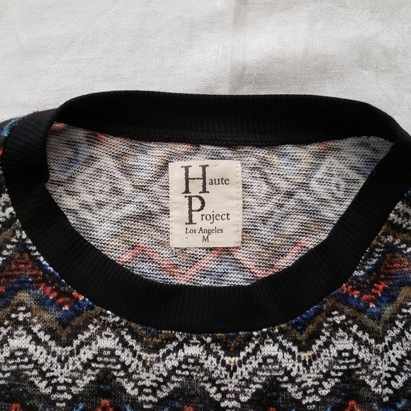 HAUTE PROJECT Lightweight Herringbone Multicolor Women's Pullover Sweater SZ M - Picture 3 of 12
